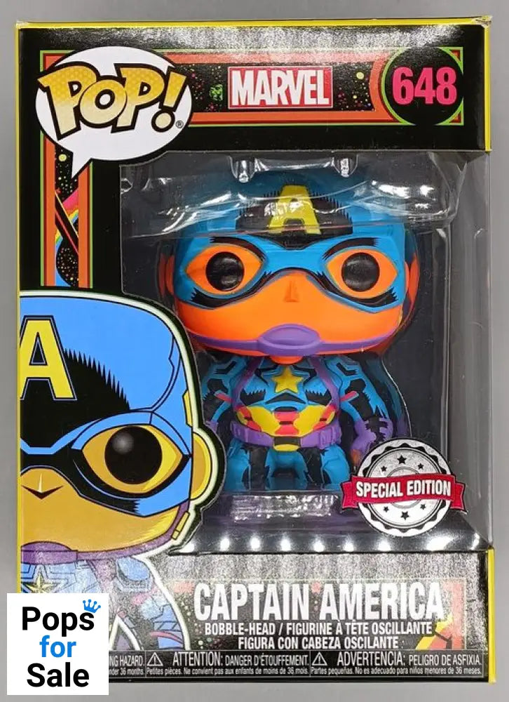 #648 Captain America (Blacklight) Marvel - Box Damaged Funko POP