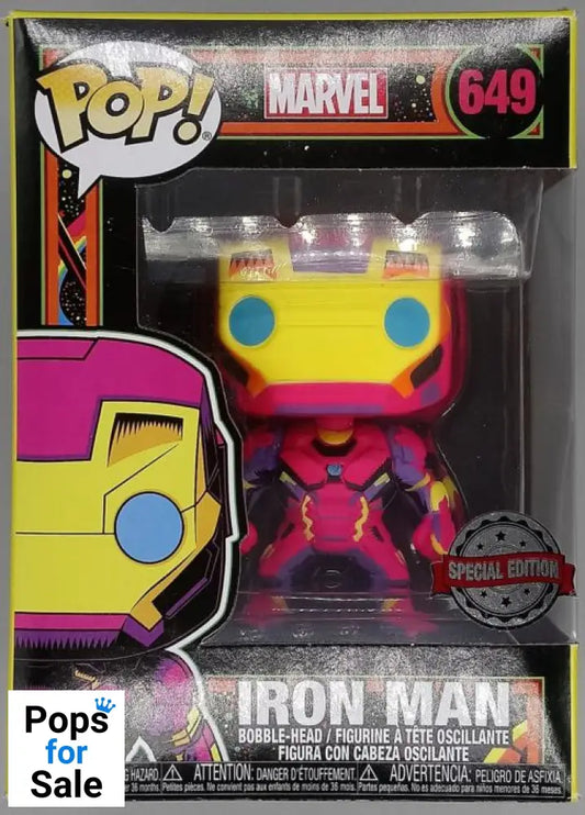 #649 Iron Man (Blacklight) - Marvel Special Edition Box Damaged Funko POP