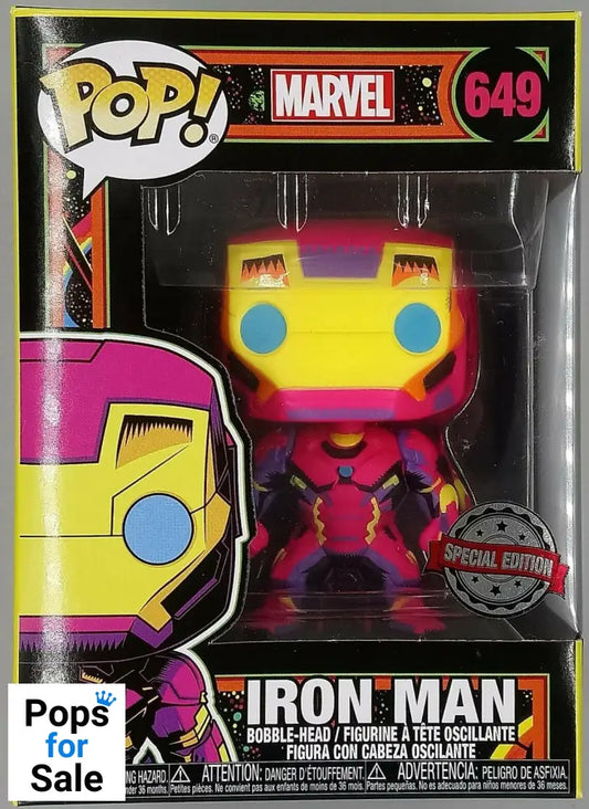 #649 Iron Man (Blacklight) - Marvel Special Edition Funko POP