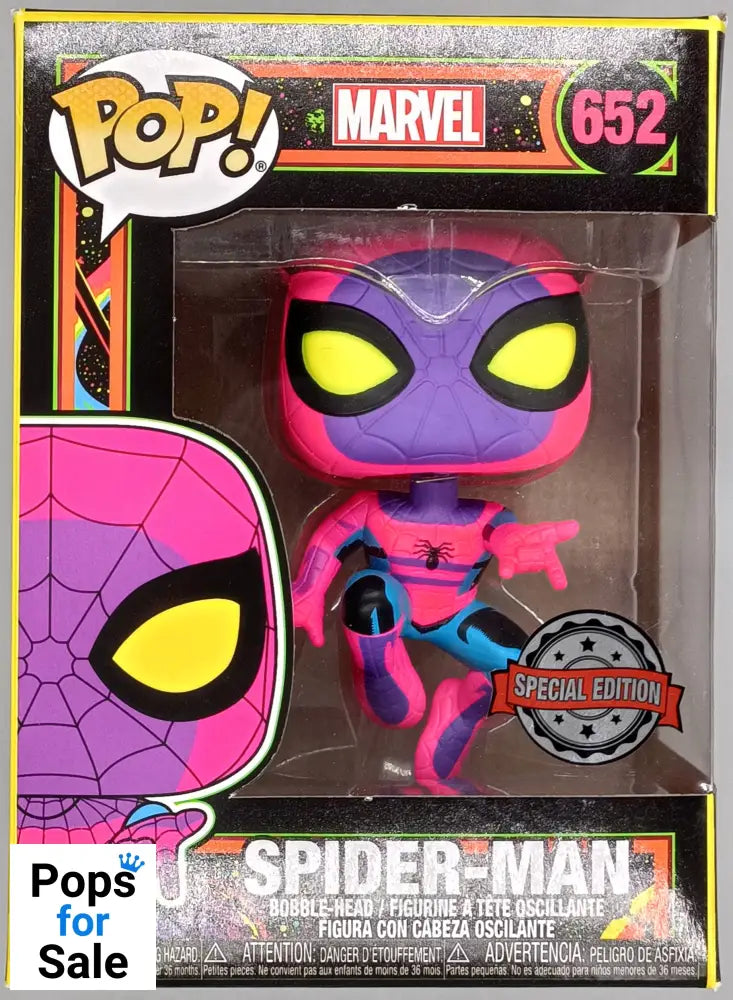 #652 Spider-Man (Blacklight) - Marvel - Box Damaged Funko POP