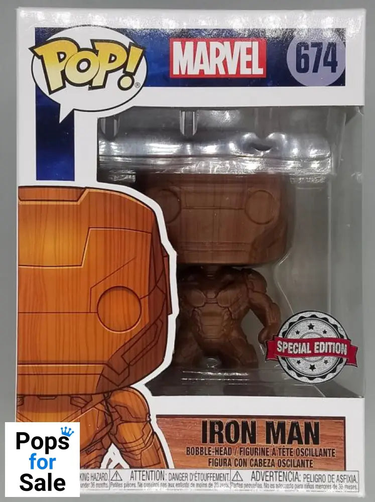 #674 Iron Man (Wood) - Marvel Funko POP