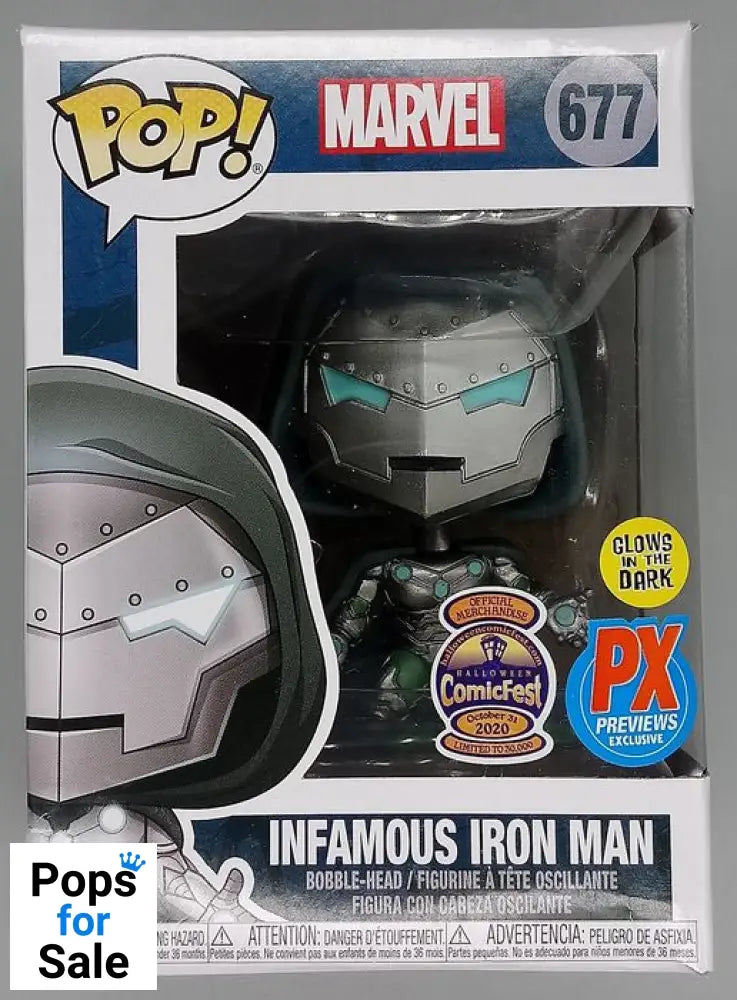 #677 Infamous Iron Man - Glow - Marvel - 30000pc Limited Edition Box Damaged Funko POP