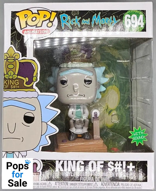 #694 King of $#!+ (with Sound) - Deluxe - Rick and Morty - Box Damaged Funko POP