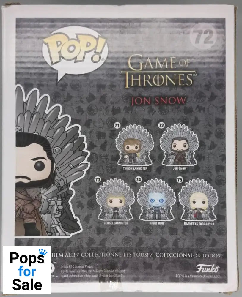 72 Jon Snow (on Iron Throne) Deluxe Game of Thrones Funko POP - Damaged Box