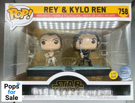 758 Rey & Kylo Ren (GITD) - Star Wars Funko POP - Brand New