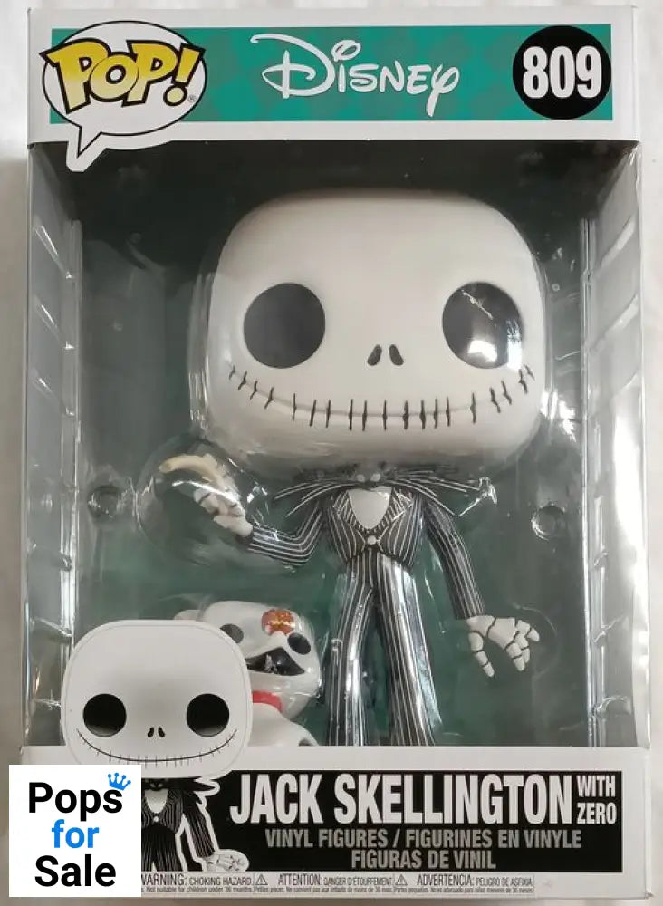 #809 Jack Skellington (with Zero) - 10 Inch - Disney Box Damaged Funko POP