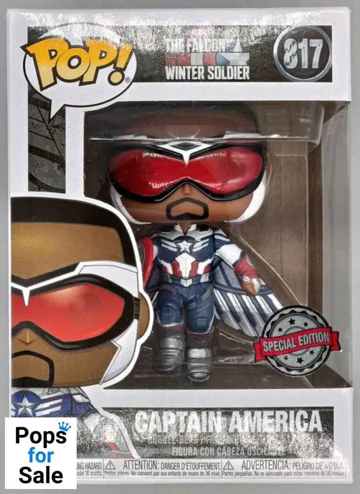 #817 Captain America (Flying) Marvel Falcon & Winter Soldier Box Damaged Funko POP