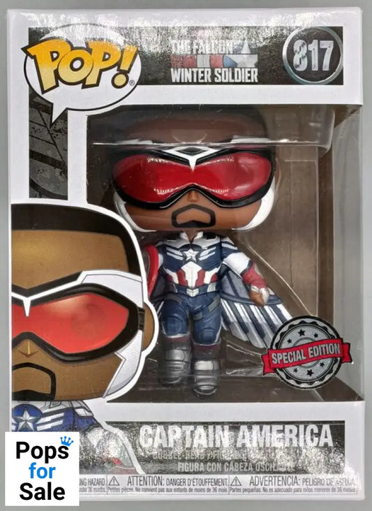 #817 Captain America (Flying) Marvel Falcon & Winter Soldier Box Damaged Funko POP