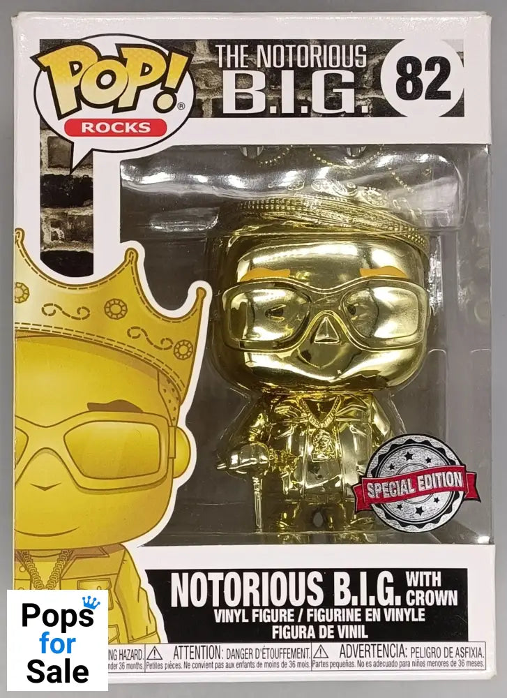 82 Notorious B.I.G. (with Crown- Gold) - Chrome - Funko POP - Box Damaged