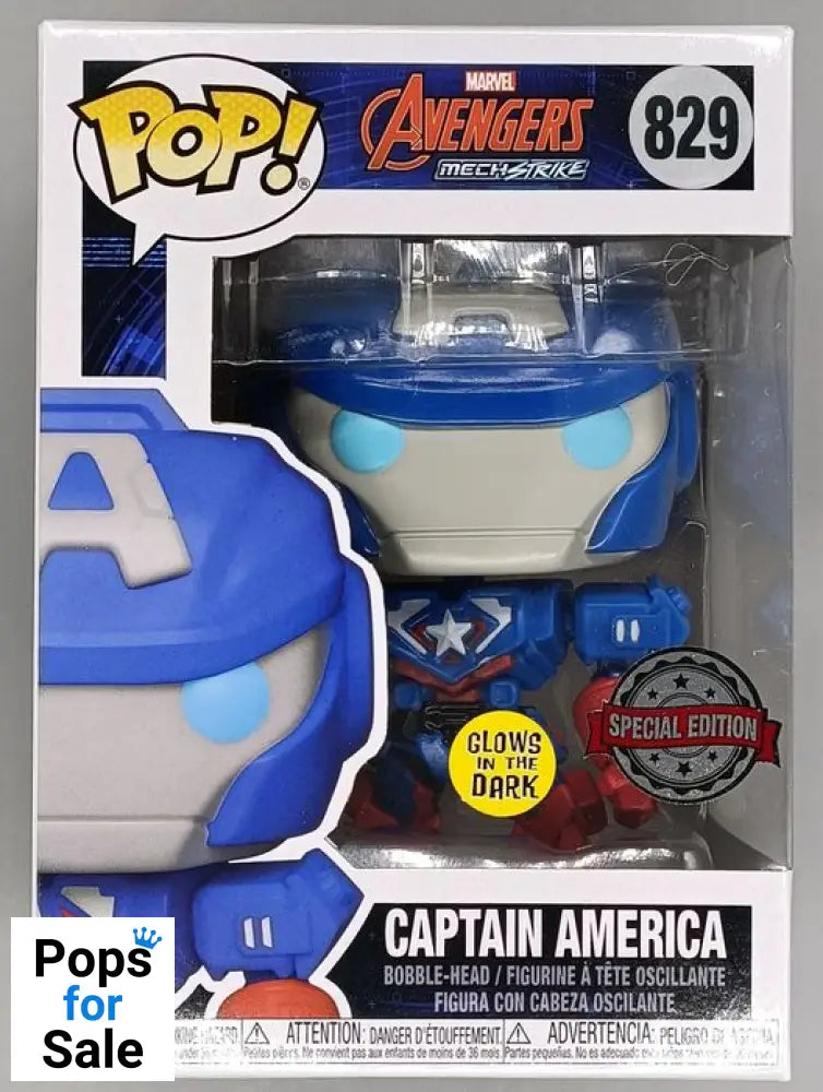 #829 Captain America - Glow - Marvel Mech Funko POP