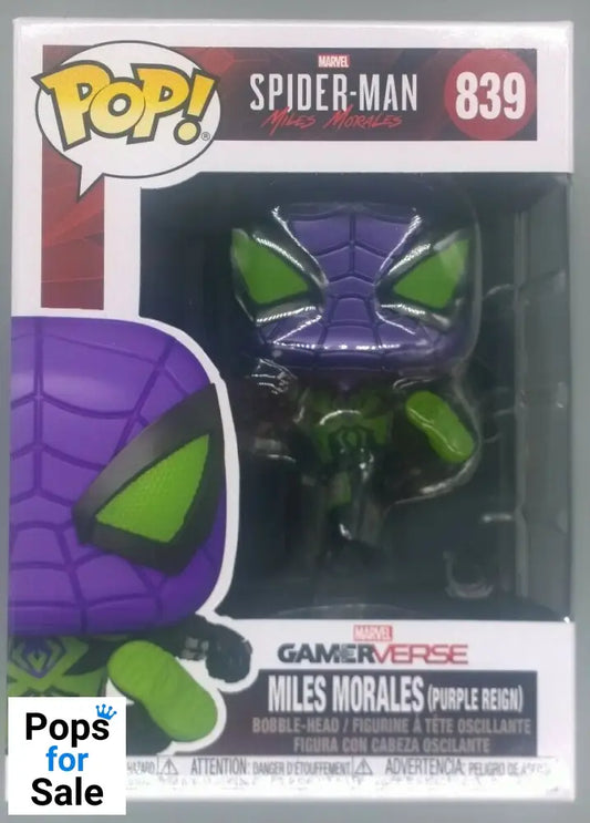 839 Miles Morales Purple Reign Suit Marvel Spider-Man Game Funko POP