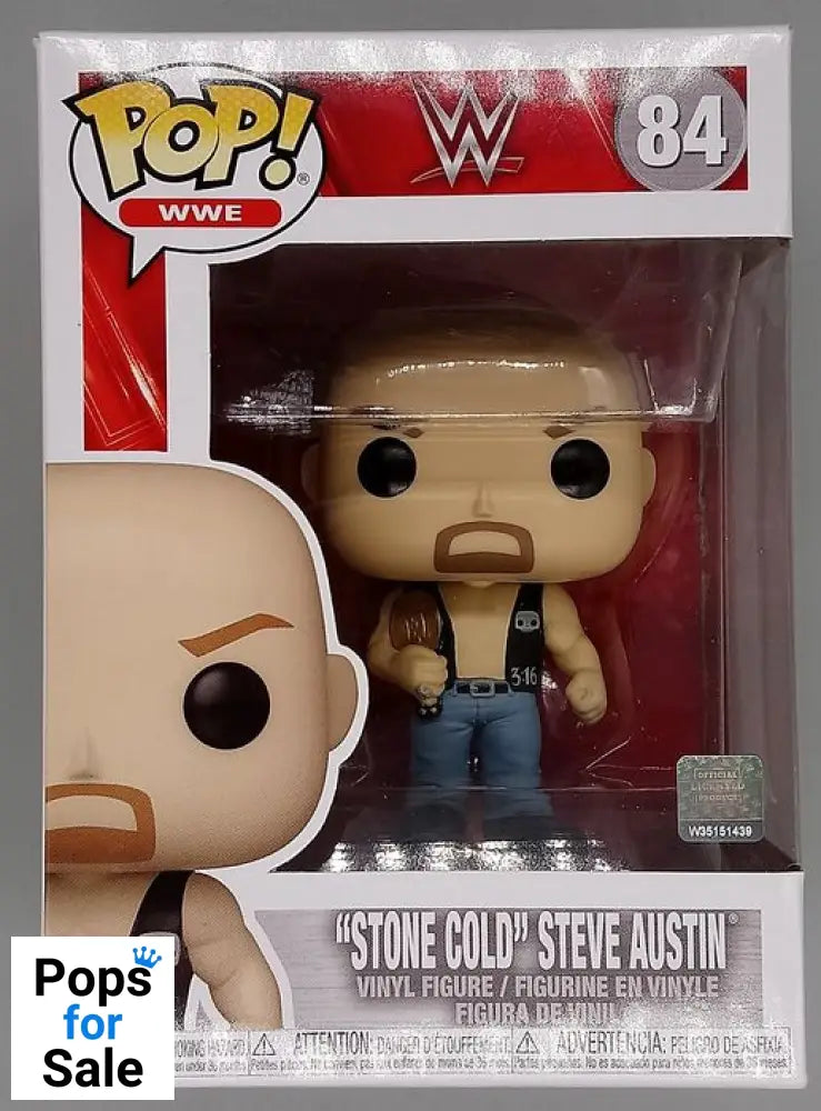 84 Stone Cold Steve Austin (w/Belt) - WWE - Funko POP - Box Damaged
