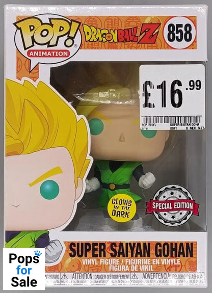 #858 Super Saiyan Gohan (Teenage) Glow Dragon Ball Z Box Damaged Funko POP