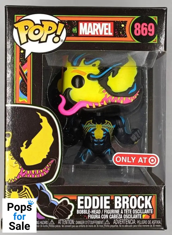 #869 Eddie Brock (Venom Blacklight) - Marvel Box Damaged Funko POP