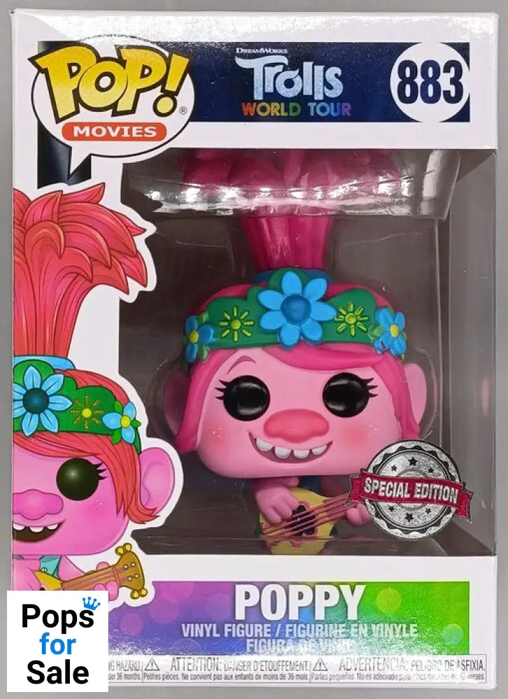 #883 Poppy (w/ Guitar) - Trolls World Tour - Box Damaged Funko POP