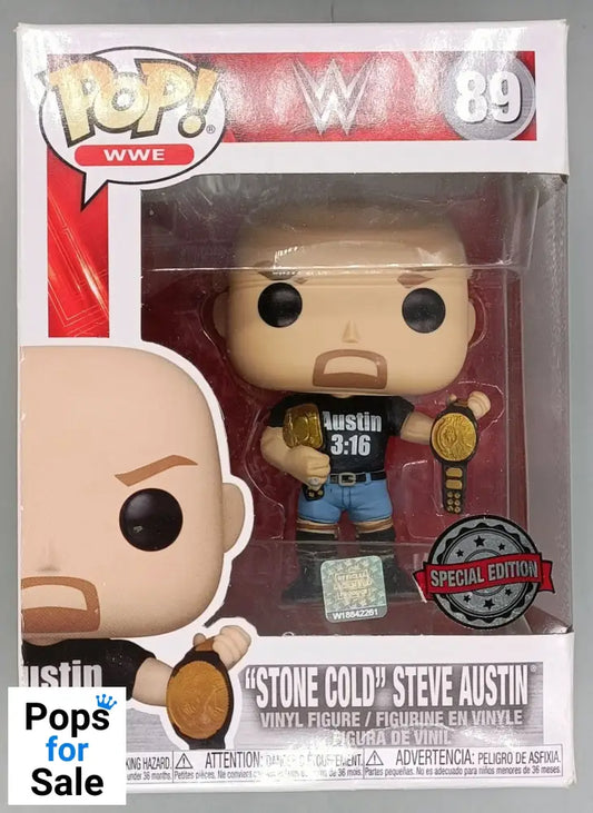 89 Stone Cold Steve Austin (2 Belts) - WWE - Funko POP - Box Damaged