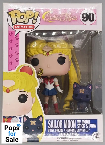 90 Sailor Moon (w/ Moon Stick & Luna) - Sailor Moon - Funko POP - Box Damaged