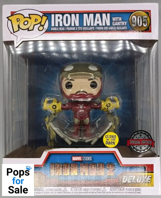 #905 Iron Man (with Gantry) Deluxe Metallic Glow Marvel IM2 Funko POP