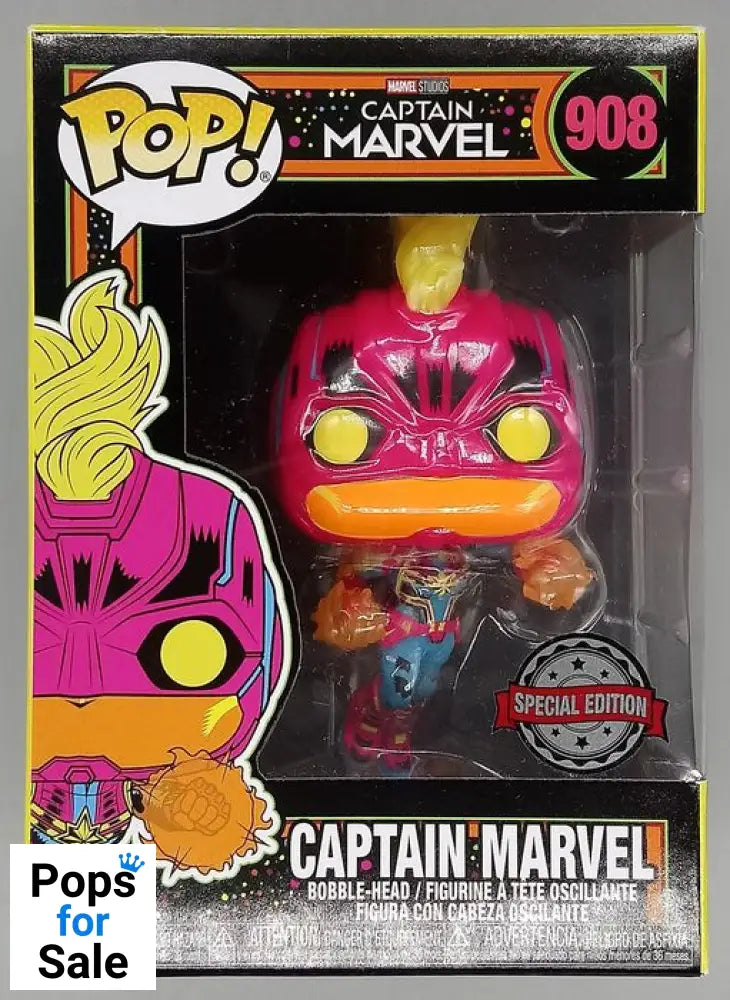 #908 Captain Marvel (Blacklight) - Marvel Funko POP