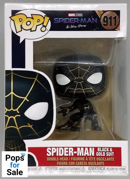 #911 Spider-Man (Black & Gold Suit) Spiderman Box Damaged Funko POP