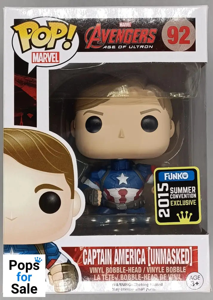 #92 Captain America (Unmasked) Marvel Avengers - 2015 Box Damaged Funko POP