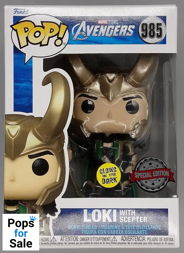 985 Loki (with Scepter) Glow - Marvel The Avengers Funko POP
