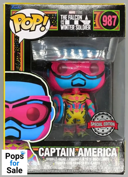 #987 Captain America Blacklight Marvel Falcon & The Winter Soldier Box Damaged Funko POP