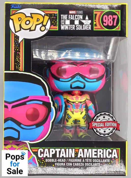 987 Captain America Blacklight Marvel Falcon & The Winter Soldier Funko POP
