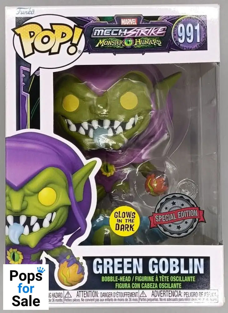 #991 Green Goblin Glow - Marvel Monster Hunters Mech Box Damaged Funko POP