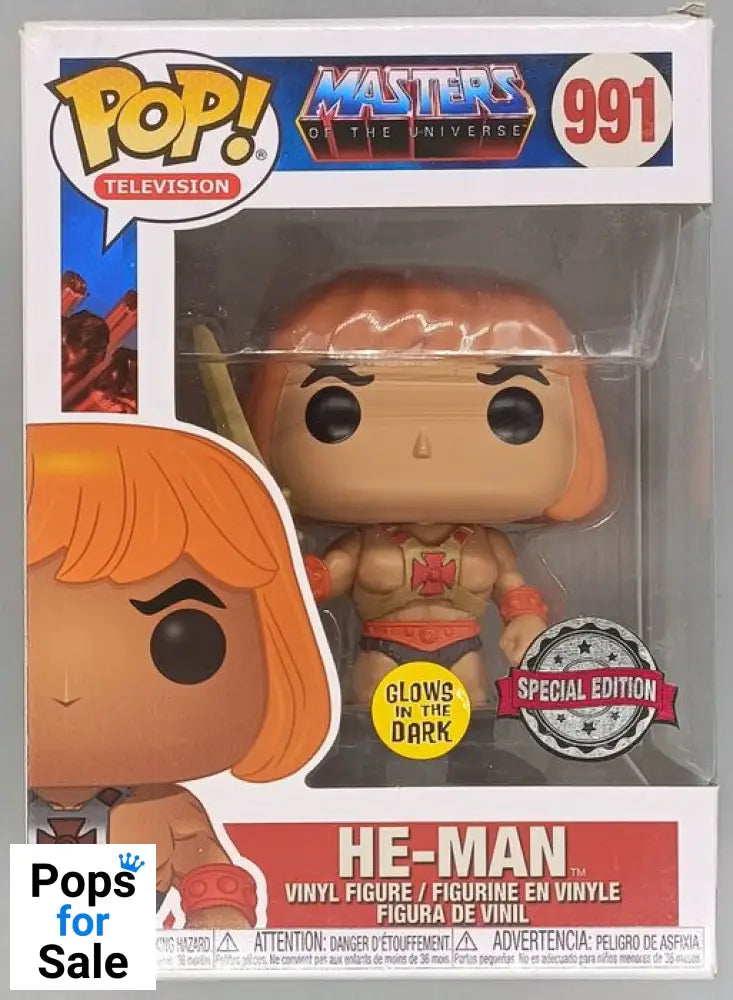 991 He-Man (Raising Sword) - Glow - Masters of the Universe - Box Damaged Funko POP