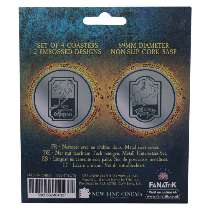 The Lord of the Rings Set of 4 Embossed Metal Coasters Coasters