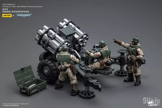 Warhammer 40K 1/18 Scale Astra Militarum Ordnance Team with Malleus Rocket Launcher Scale Figures