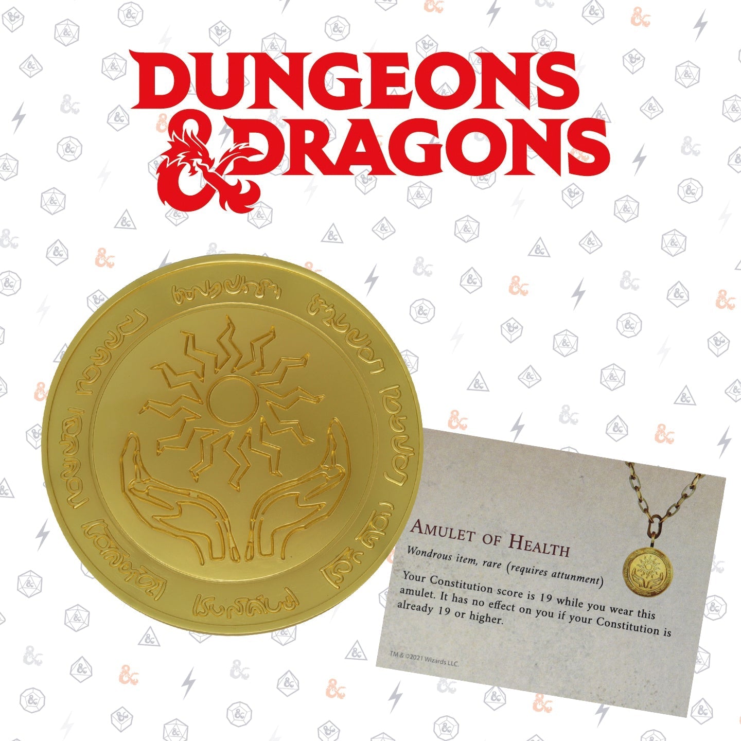 Dungeons & Dragons 24k Gold Plated Amulet of Health Medallion Medallion