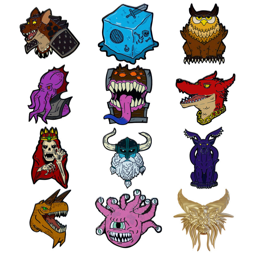 Dungeons & Dragons 50th Anniversary Mystery Pin Badge CDU Containing 12 Blind Boxes Mystery Pins (CDU of 12 Pins)
