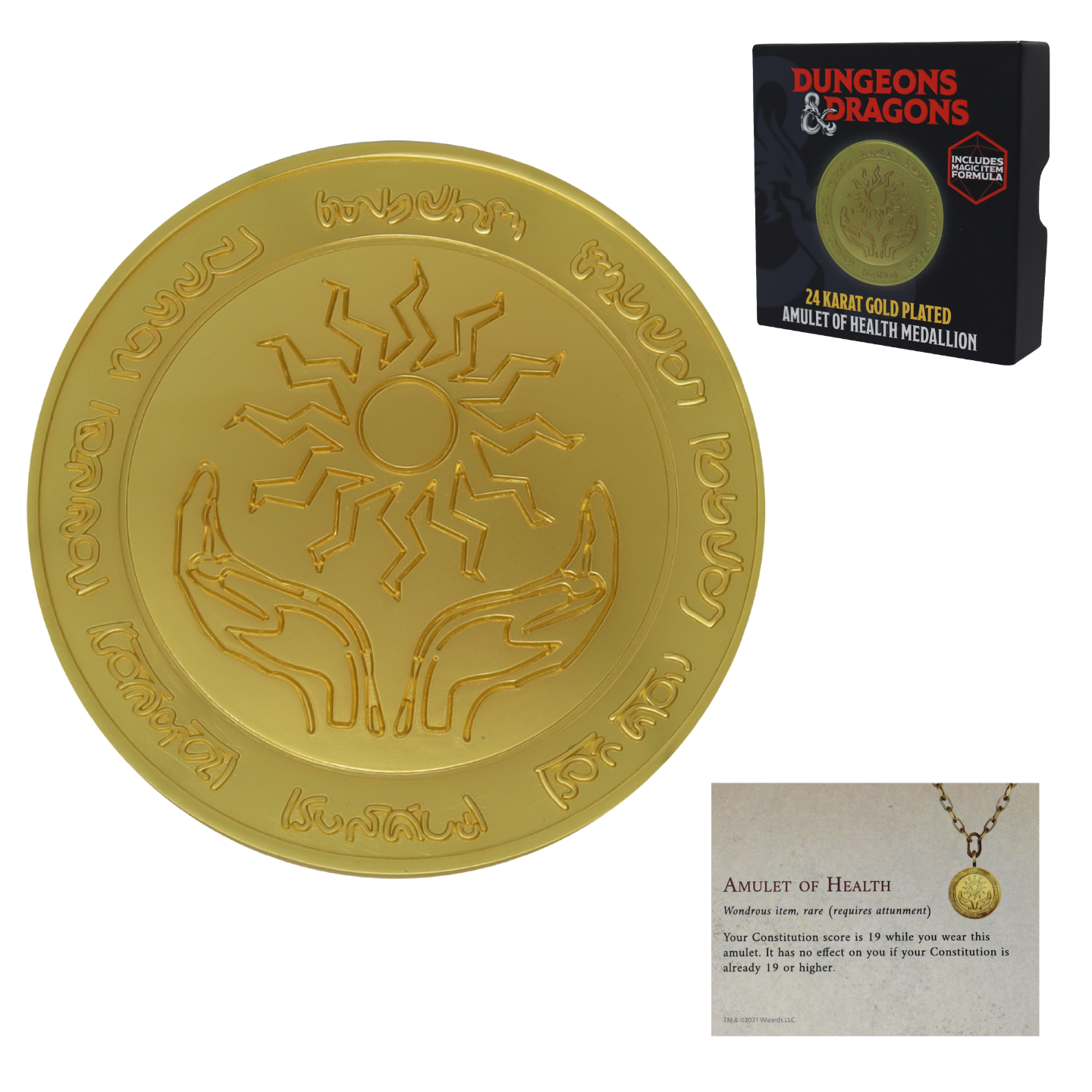 Dungeons & Dragons 24k Gold Plated Amulet of Health Medallion Medallion