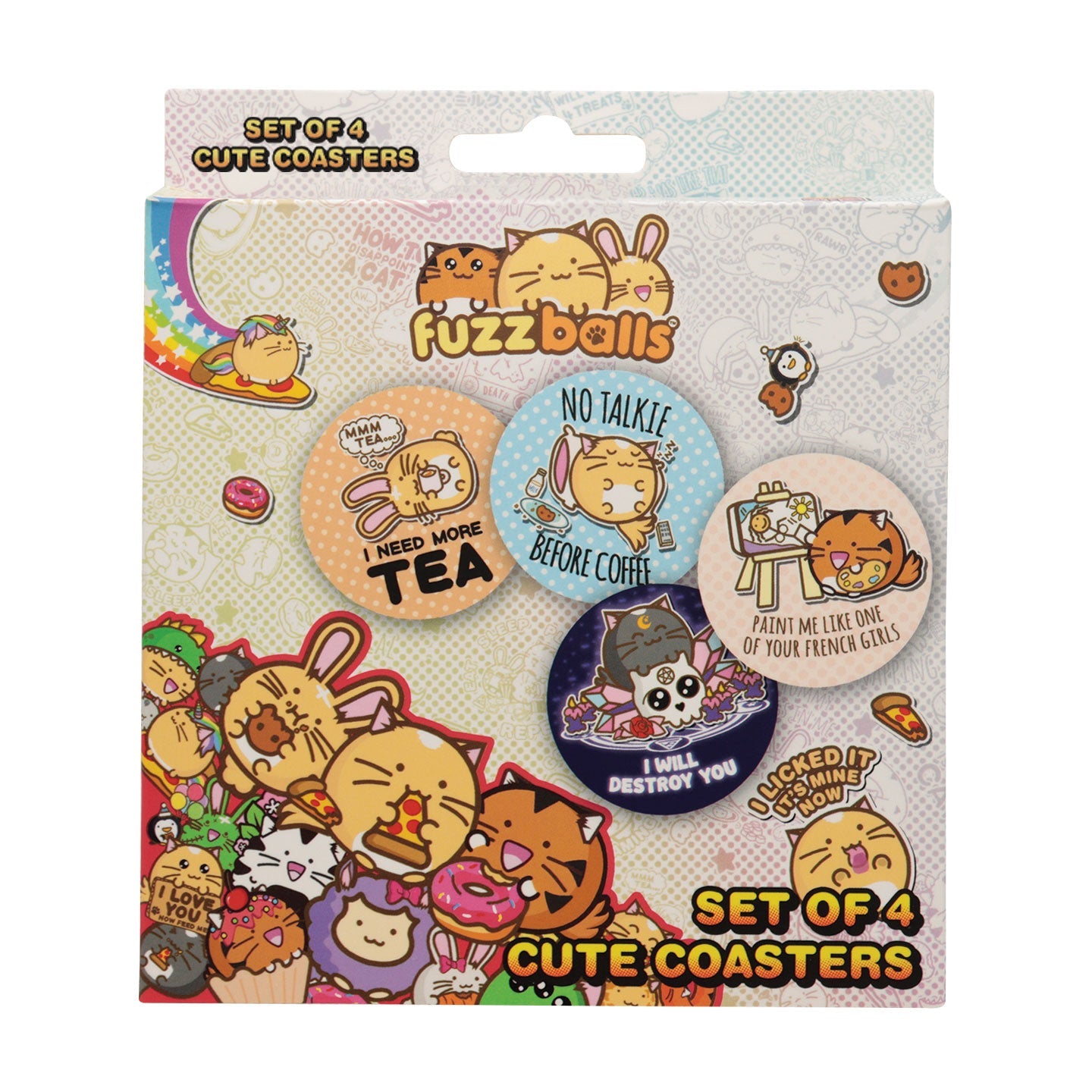 Fuzzballs Set of Four Printed Metal Coasters