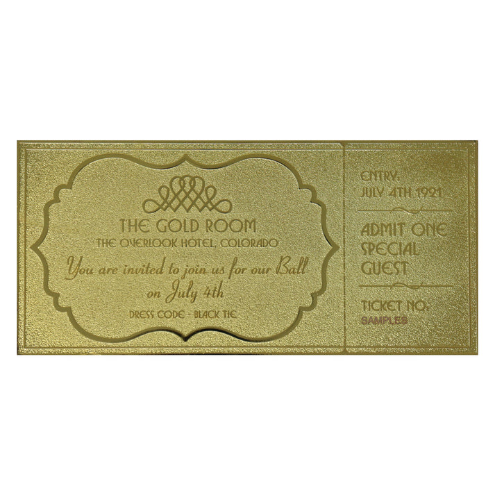The Shining Limited Edition 24k Gold Plated The Overlook Hotel Ball Ticket Ticket