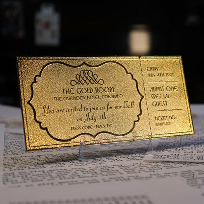 The Shining Limited Edition 24k Gold Plated The Overlook Hotel Ball Ticket Ticket
