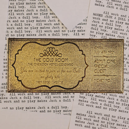 The Shining Limited Edition 24k Gold Plated The Overlook Hotel Ball Ticket Ticket