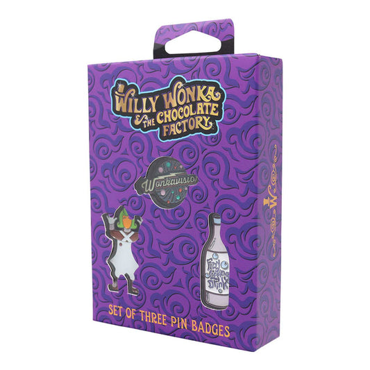 Willy Wonka and the Chocolate Factory Limited Edition Triple Pin Badge Set 3 Pack of Pins