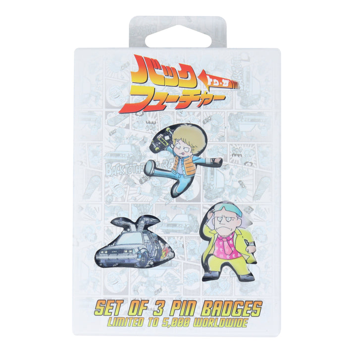 Back to the Future Limited Edition Japanese Style Triple Pin Badge Set 3 Pack of Pins