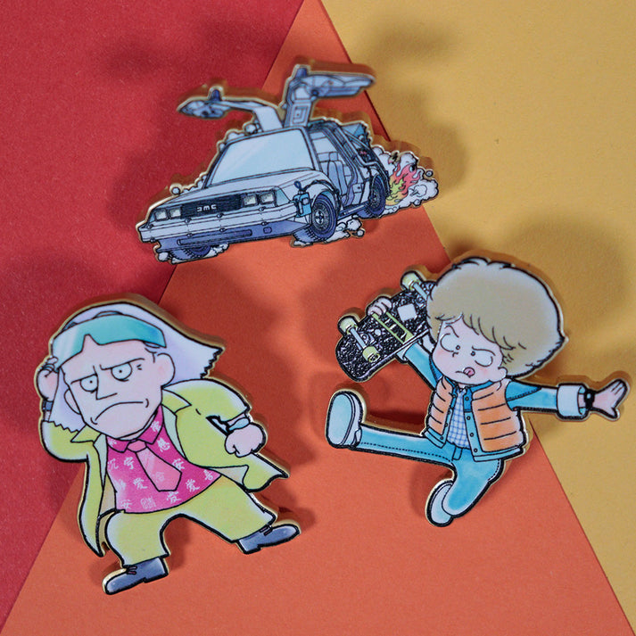Back to the Future Limited Edition Japanese Style Triple Pin Badge Set 3 Pack of Pins