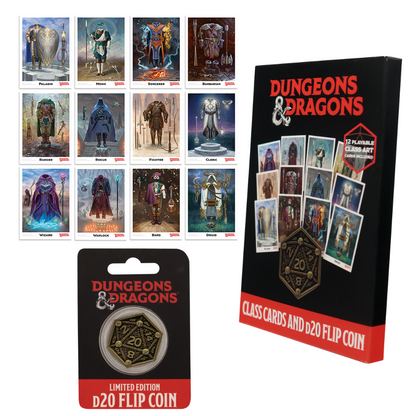 Dungeons & Dragons Class Cards and D20 Flip Coin Coin