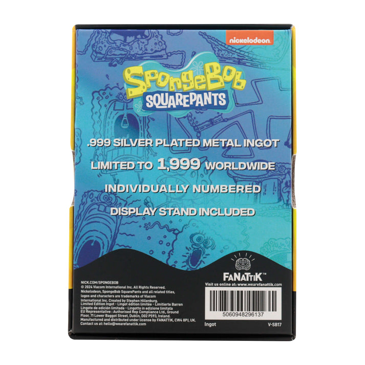 SpongeBob SquarePants 25th Anniversary.999 Silver Plated Ingot Ingot