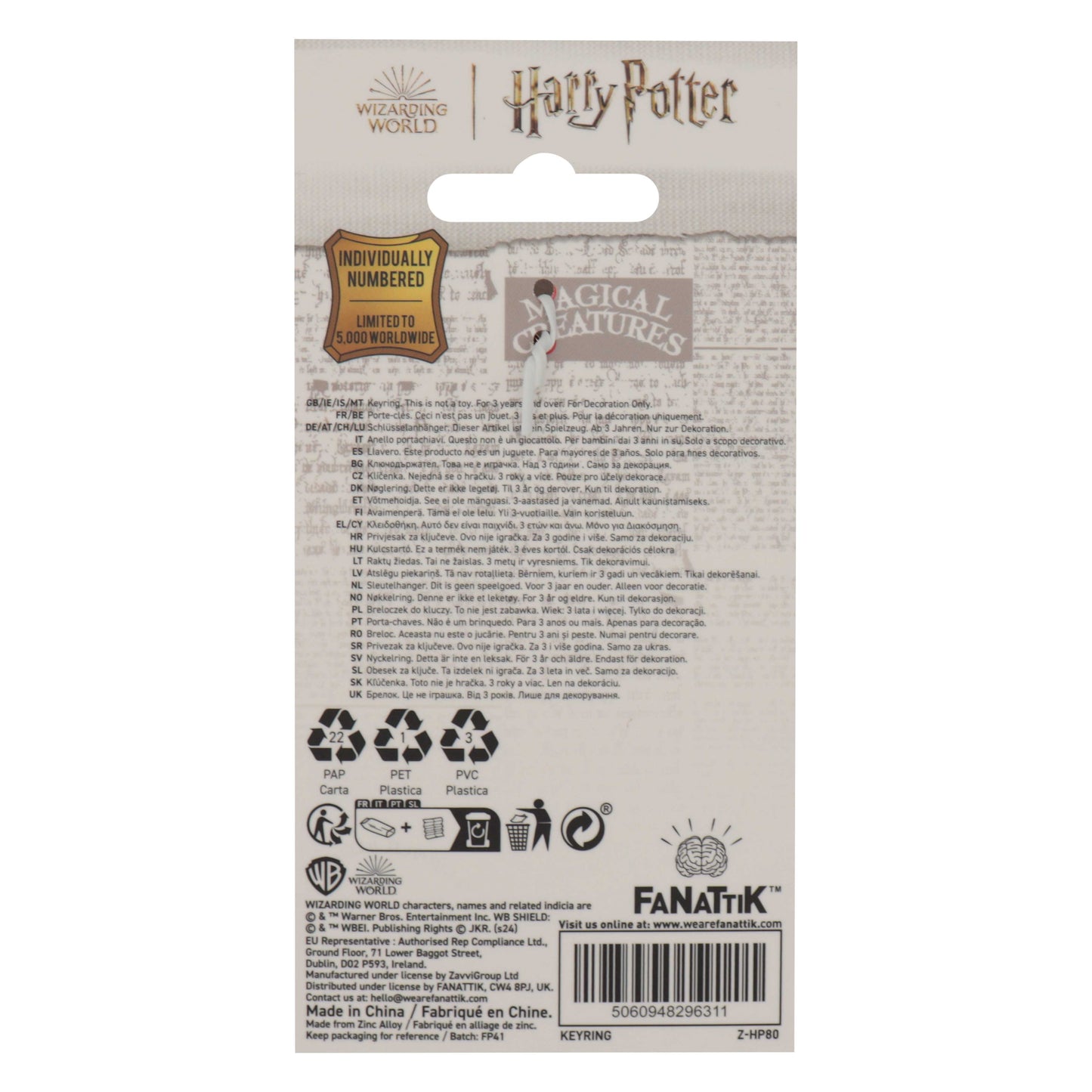 Harry Potter Letter Keyring Key Ring