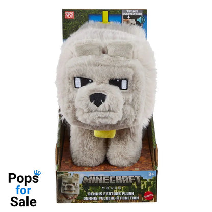 A Minecraft Movie Plush Figure Dennis the Wolf with Sound 20 cm New