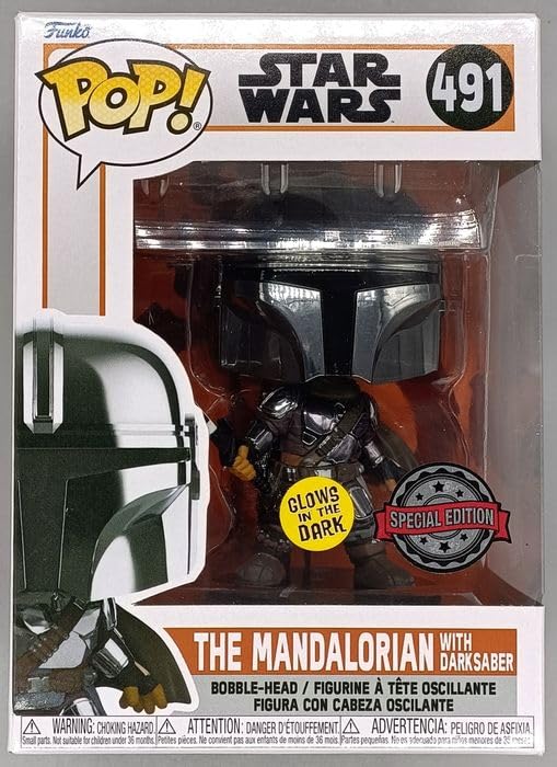 491 The Mandalorian (with Darksaber) Chrome Glow Star Wars Funko POP