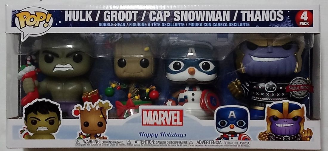 [4 Pack] Hulk / Groot / Cap Snowman / Thanos Marvel Holidays Funko POP