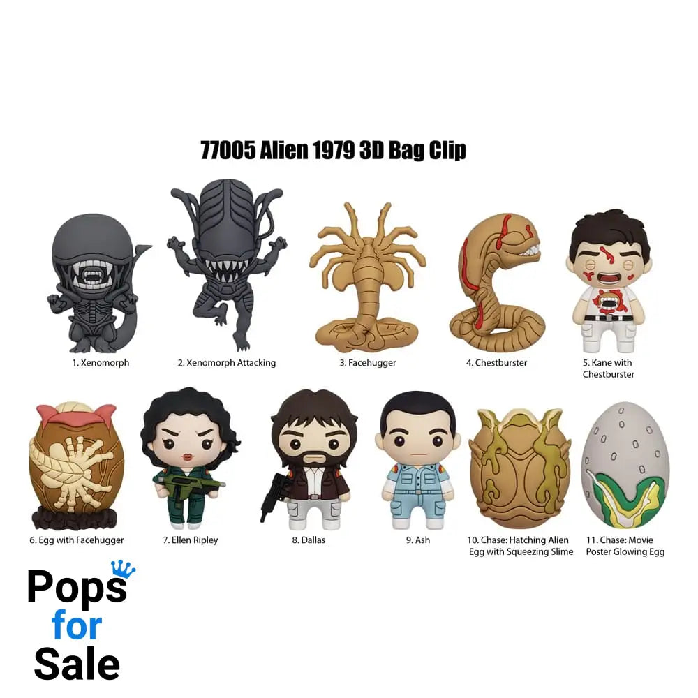 Alien 3D PVC Bag Clips  Series 1 Display (24)