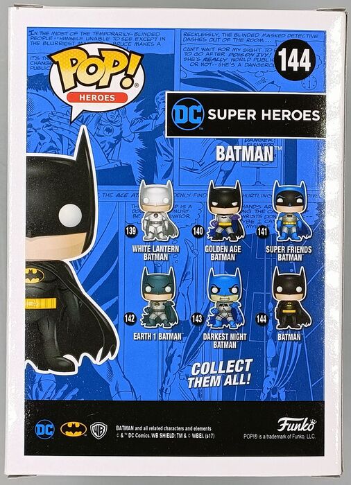 #144 Batman (Black) Chrome - DC - 2017 Con Exc Funko POP